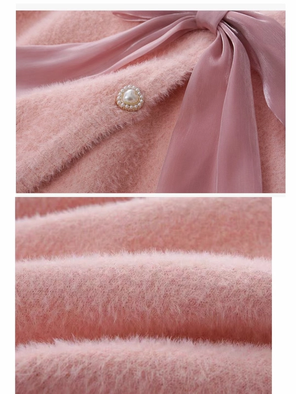 V领宽松慵懒风毛衣外套仿水貂绒保暖毛茸茸韩系短款上衣外套