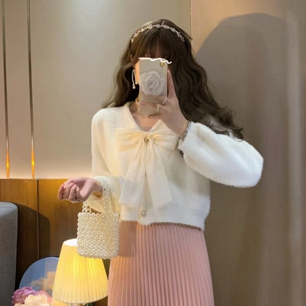 V领宽松慵懒风毛衣外套仿水貂绒保暖毛茸茸韩系短款上衣外套