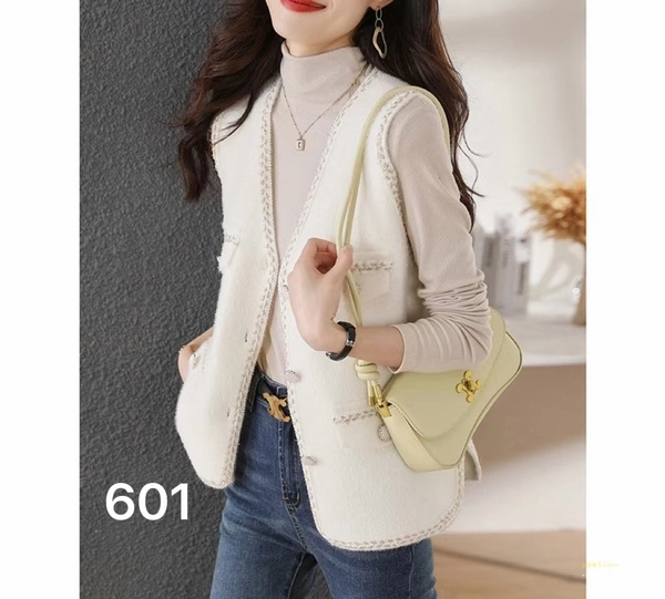 仿水貂绒小香风马甲针织开衫春秋背心马夹无袖短款气质外套