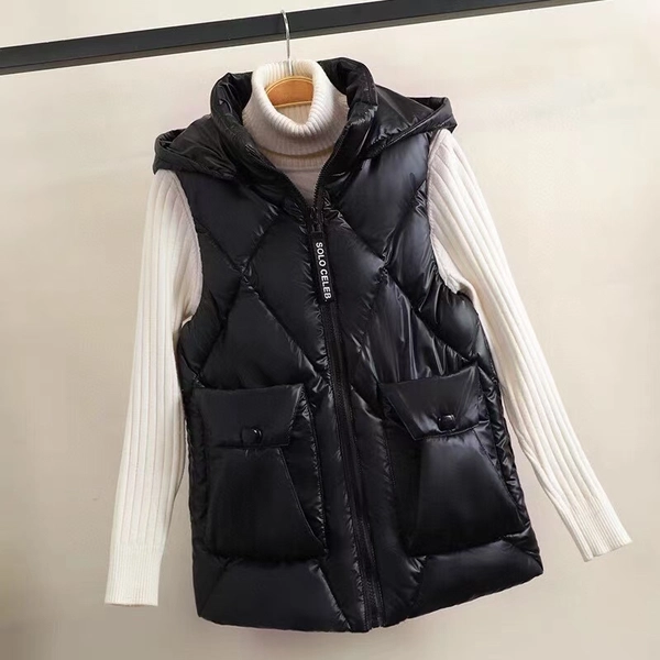 冬季韩版时尚棉马甲无袖秋冬外穿新款休闲短款连帽马甲外套