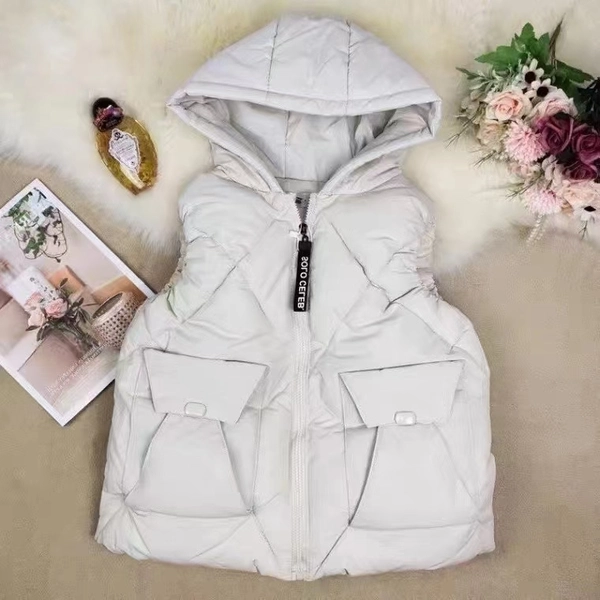 冬季韩版时尚棉马甲无袖秋冬外穿新款休闲短款连帽马甲外套