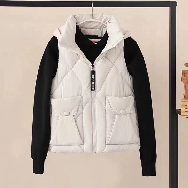 冬季韩版时尚棉马甲无袖秋冬外穿新款休闲短款连帽马甲外套