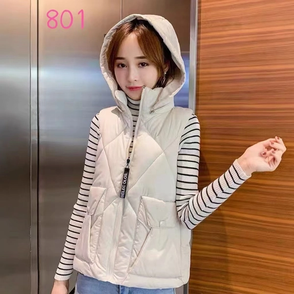 冬季韩版时尚棉马甲无袖秋冬外穿新款休闲短款连帽马甲外套