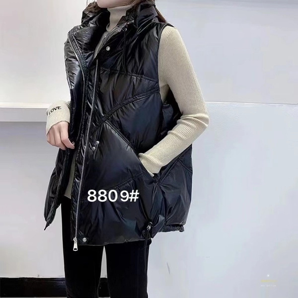 女秋冬漆皮亮面马甲背心连帽棉背心夹棉无袖外套时尚坎肩休闲百搭中长款外套