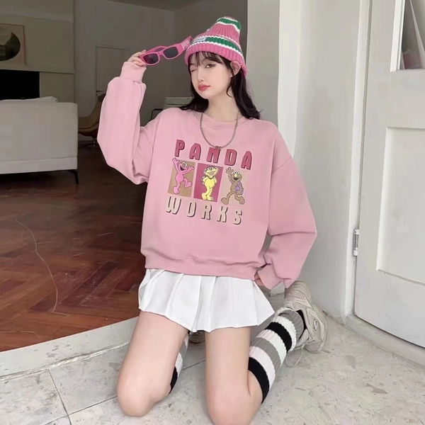 字母印花卫衣加绒加厚圆领时尚常规款百搭上衣套头无帽休闲显瘦卫衣外套