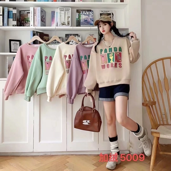 字母印花卫衣加绒加厚圆领时尚常规款百搭上衣套头无帽休闲显瘦卫衣外套