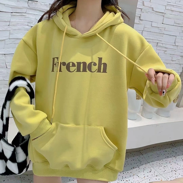 纯色连帽开衫卫衣女春秋季新款宽松百搭上衣设计感小众休闲外套