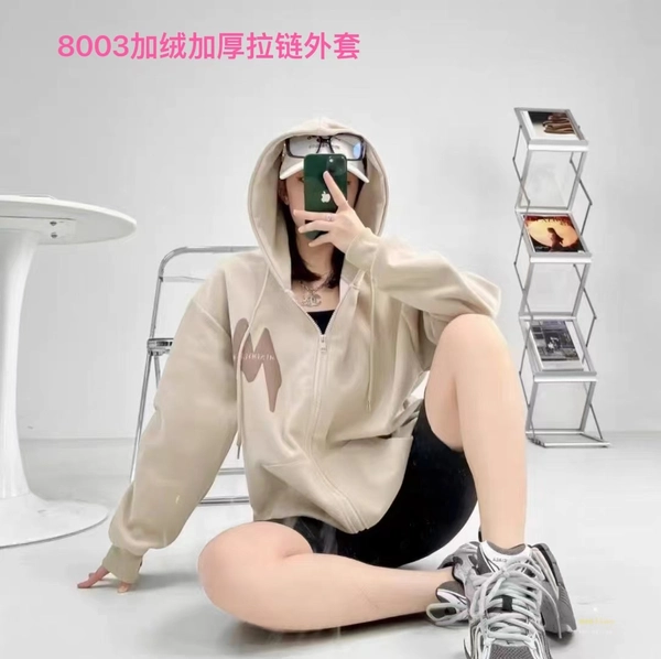 婴儿绒加厚加绒卫衣纯棉面料宽松加大版韩版开衫百搭外套