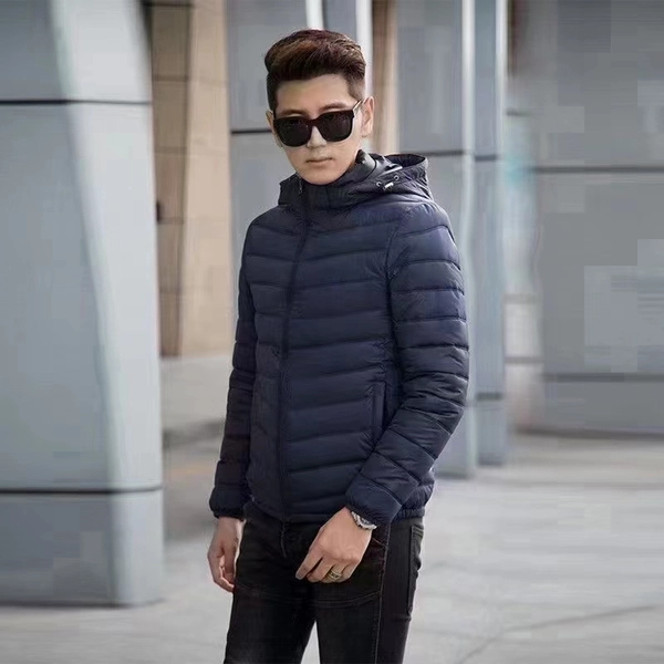 男士春秋冬季新款白鸭绒轻薄立领连帽休闲大码保暖外套