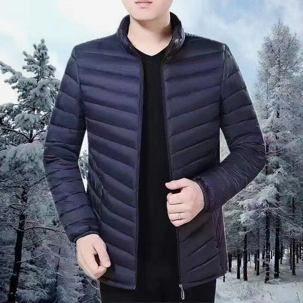 男士春秋冬季新款白鸭绒轻薄立领连帽休闲大码保暖外套