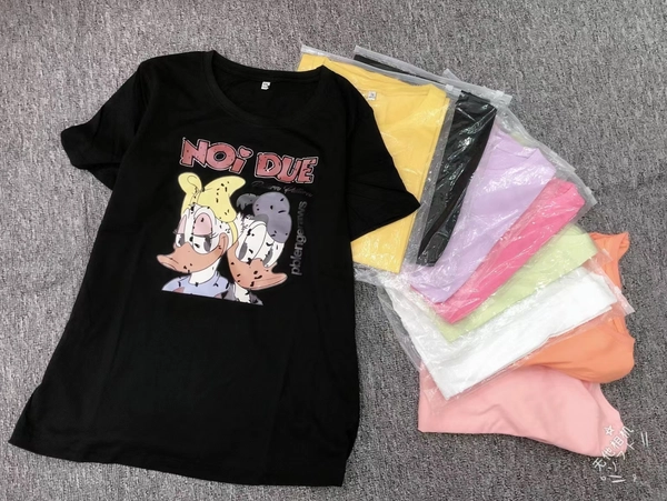 韩版夏季女装纯棉印花T恤短袖卡通百搭淑女上衣