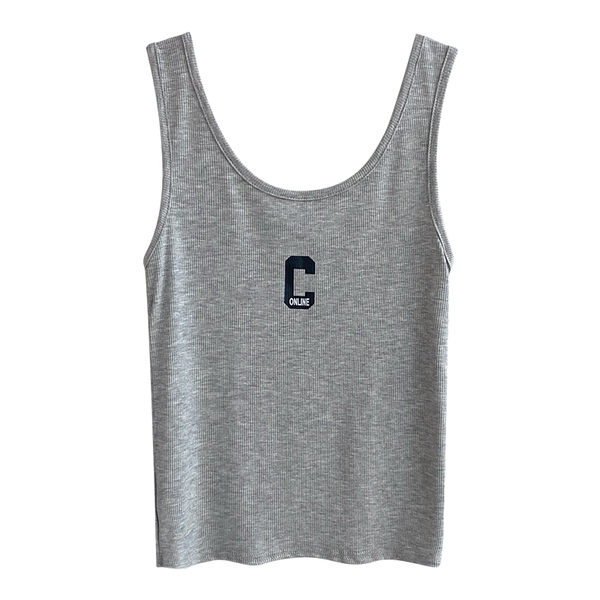 夏季高弹细螺纹薄料短款背心字母刺绣修身显瘦百搭背心