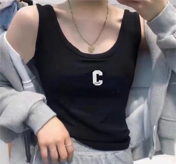 夏季高弹细螺纹薄料短款背心字母刺绣修身显瘦百搭背心