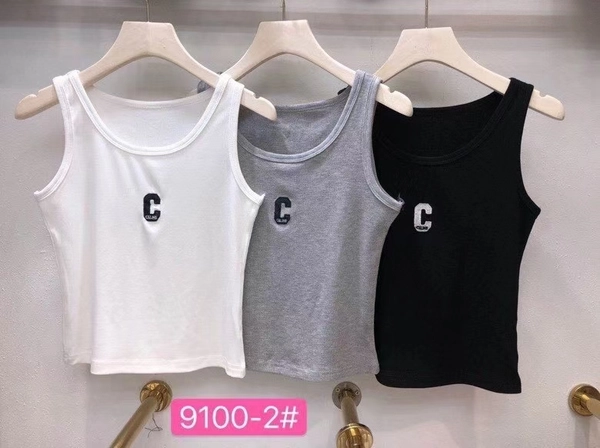 夏季高弹细螺纹薄料短款背心字母刺绣修身显瘦百搭背心