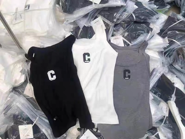 夏季高弹细螺纹薄料短款背心字母刺绣修身显瘦百搭背心