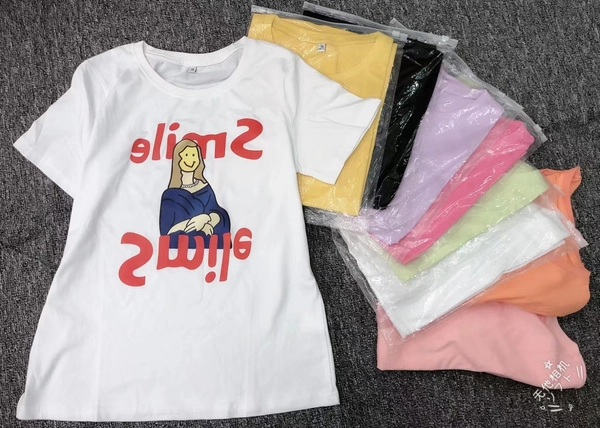 新款时尚百搭印花卡通熊纯棉短袖T恤女上衣