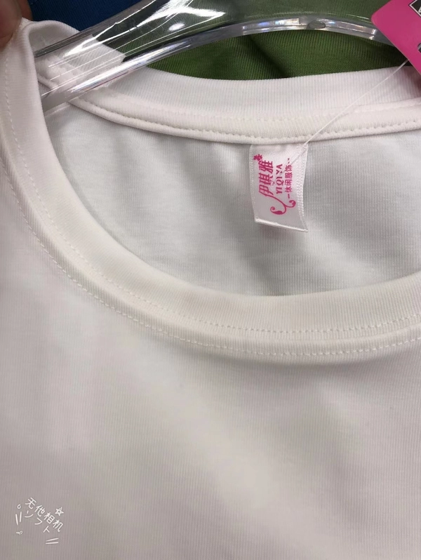 韩版女装圆领夏季简约短袖奥代尔罗纹刺绣T恤