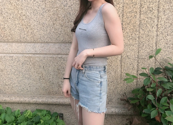 夏季韩版高弹细螺纹薄料短款背心字母印图修身显瘦打底衣