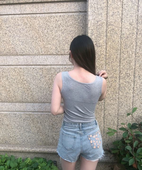 夏季韩版高弹细螺纹薄料短款背心字母印图修身显瘦打底衣