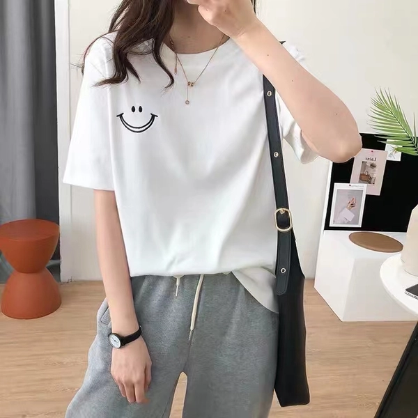 韩版女装刺绣短袖T恤衫夏季新款圆领上衣