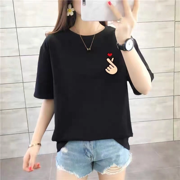 韩版女装刺绣短袖T恤衫夏季新款圆领上衣