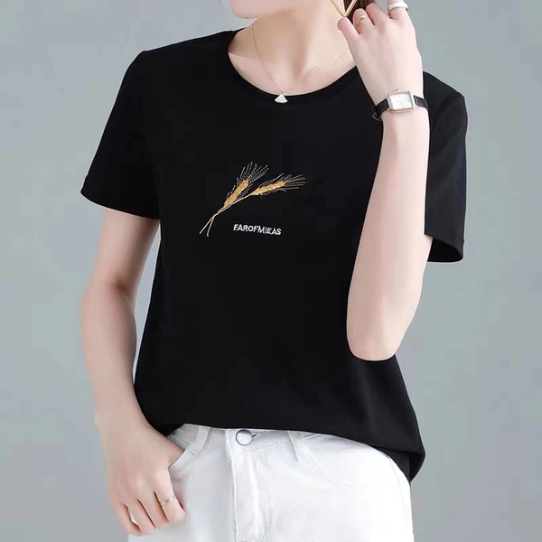 韩版女装刺绣短袖T恤衫夏季新款圆领上衣