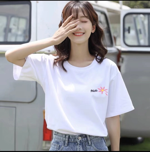 韩版女装刺绣短袖T恤衫夏季新款圆领上衣