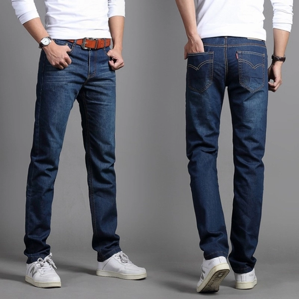 商务男士牛仔裤 简单休闲裤 宽松直筒长裤