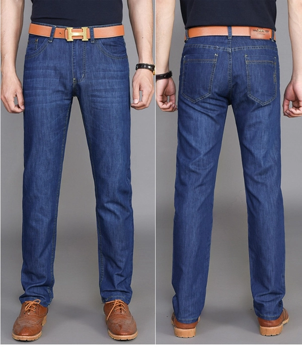 商务男士牛仔裤 简单休闲裤 宽松直筒长裤