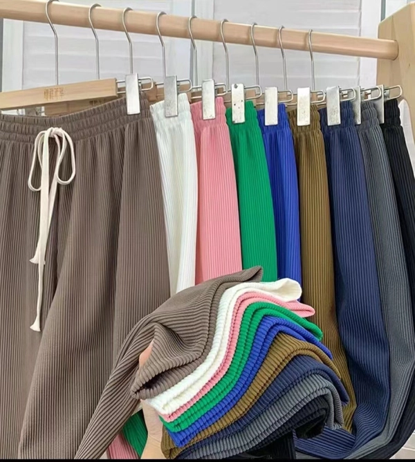 女装蛇骨纹奶油裤松紧腰垂感直筒显瘦休闲阔腿裤