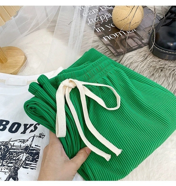 女装蛇骨纹奶油裤松紧腰垂感直筒显瘦休闲阔腿裤