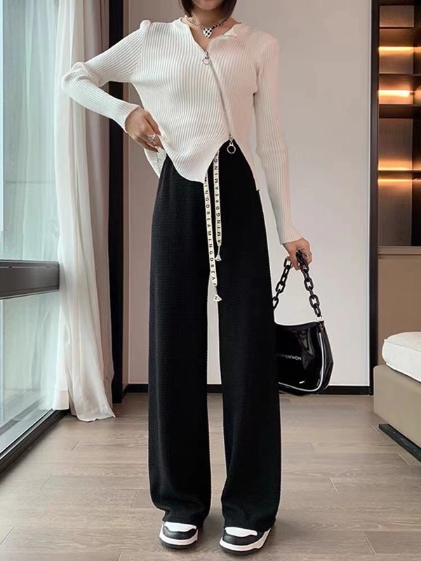 芊芊叶阔腿裤女款时尚休闲裤大码高腰直筒宽松拖地长裤