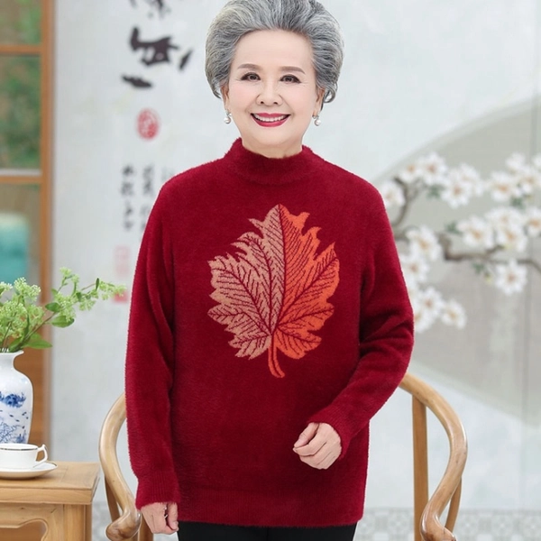 中年妈妈装冬款毛衣 保暖水貂绒毛衣 洋气打底衫