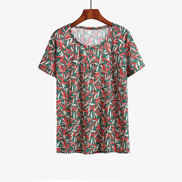 地摊货源大码中老年妈妈装夏装短袖美人条上衣奶奶衣服