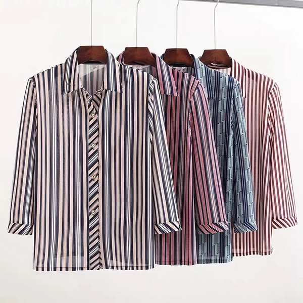 夏装中老年女装上衣翻领七分袖上衣赶集货源