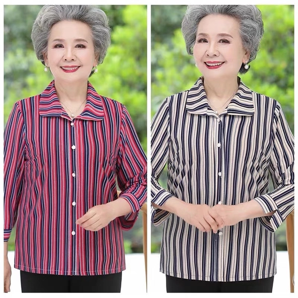 夏装中老年女装上衣翻领七分袖上衣赶集货源