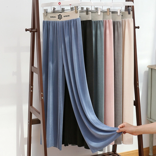 冰丝阔腿裤女款韩版高腰宽松直筒拖地裤