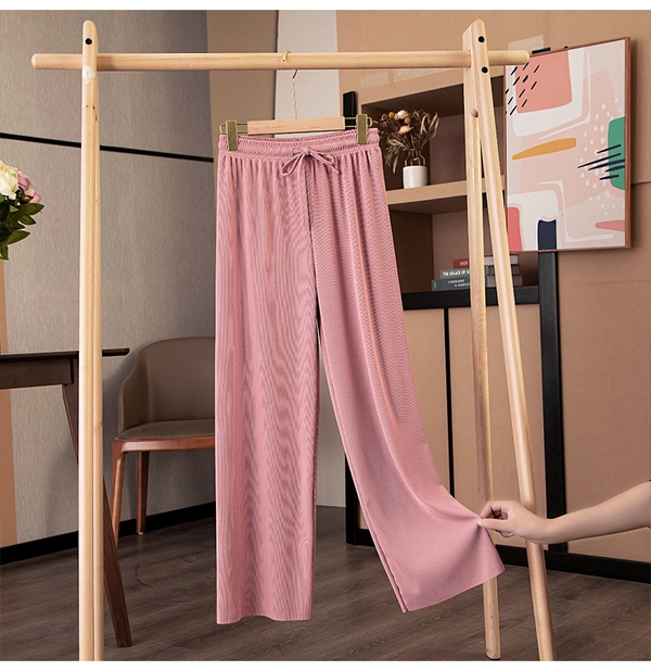 冰丝阔腿裤女款韩版高腰宽松直筒拖地裤