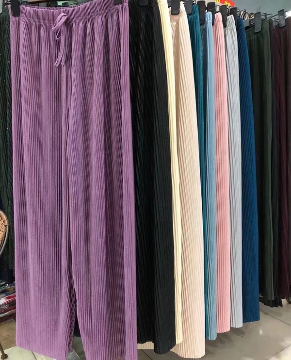 女装百搭冰丝阔腿裤百褶冰冰裤休闲运动阔腿拖地裤