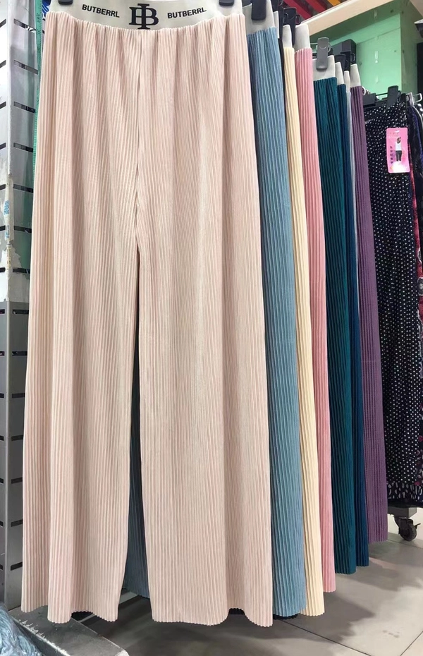 垂坠感百褶阔腿裤高腰宽松显瘦百搭休闲直筒拖地裤