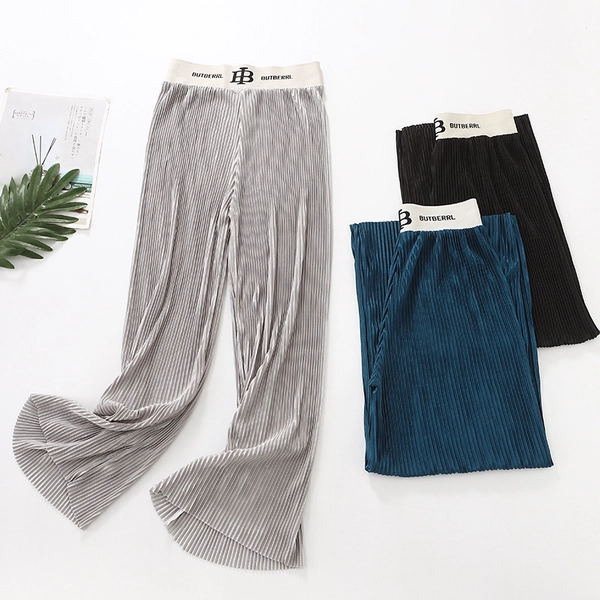 垂坠感百褶阔腿裤高腰宽松显瘦百搭休闲直筒拖地裤