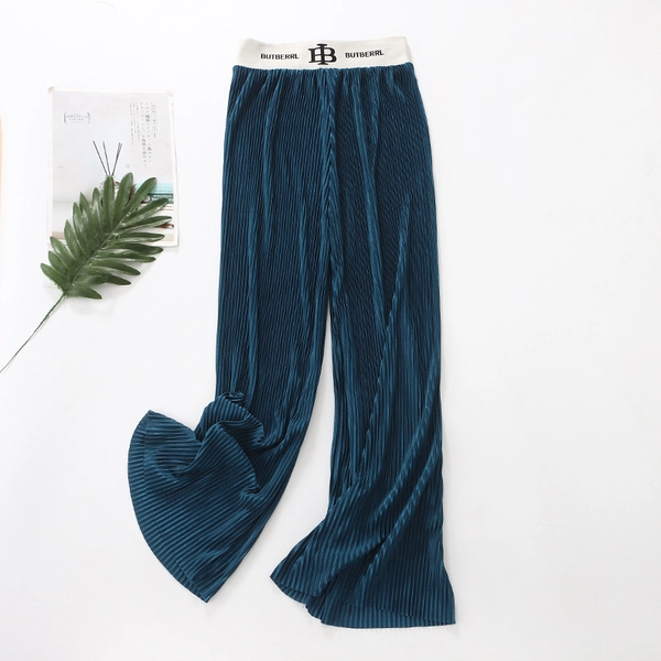 垂坠感百褶阔腿裤高腰宽松显瘦百搭休闲直筒拖地裤