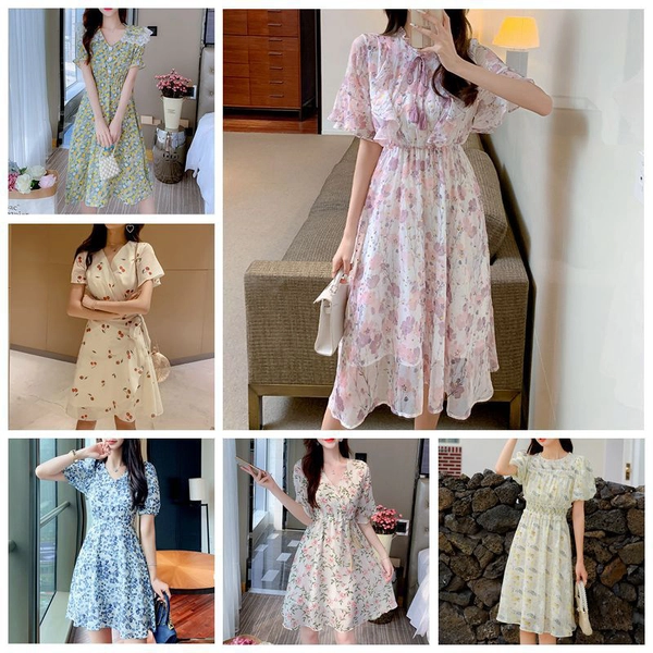 女装短袖碎花连衣裙夏季新款地摊直播款