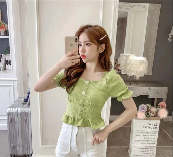 小香风短袖小衫夏季新款韩版百搭温柔风小个子短袖上衣