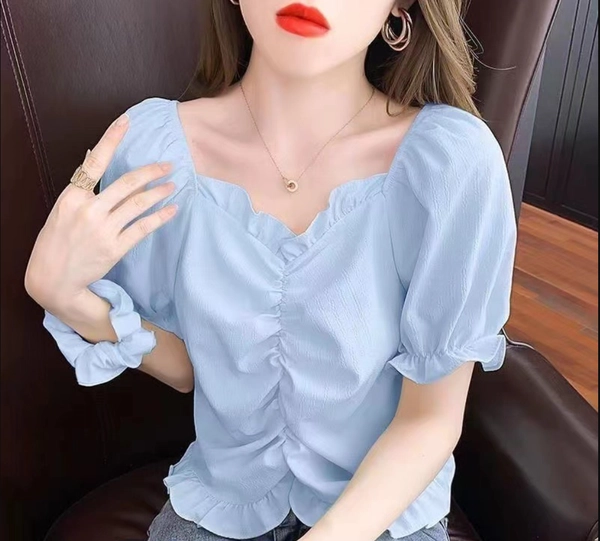 小香风短袖小衫夏季新款韩版百搭温柔风小个子短袖上衣