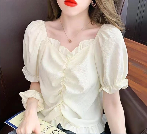小香风短袖小衫夏季新款韩版百搭温柔风小个子短袖上衣