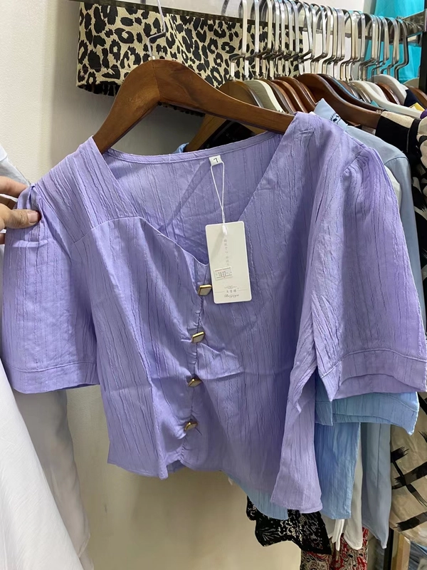 小香风短袖小衫夏季新款韩版百搭温柔风小个子短袖上衣