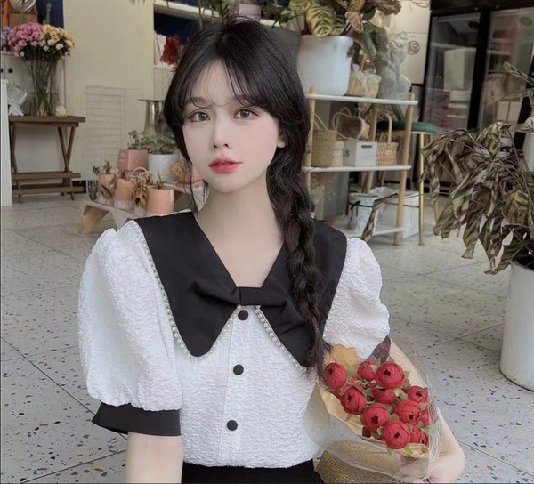 小香风短袖小衫夏季新款韩版百搭温柔风小个子短袖上衣