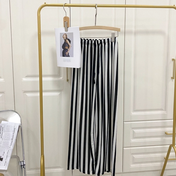 新款韩版百搭高腰显瘦抽绳冰雪丝阔腿裤