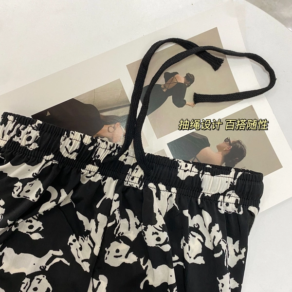 新款韩版百搭高腰显瘦抽绳冰雪丝阔腿裤